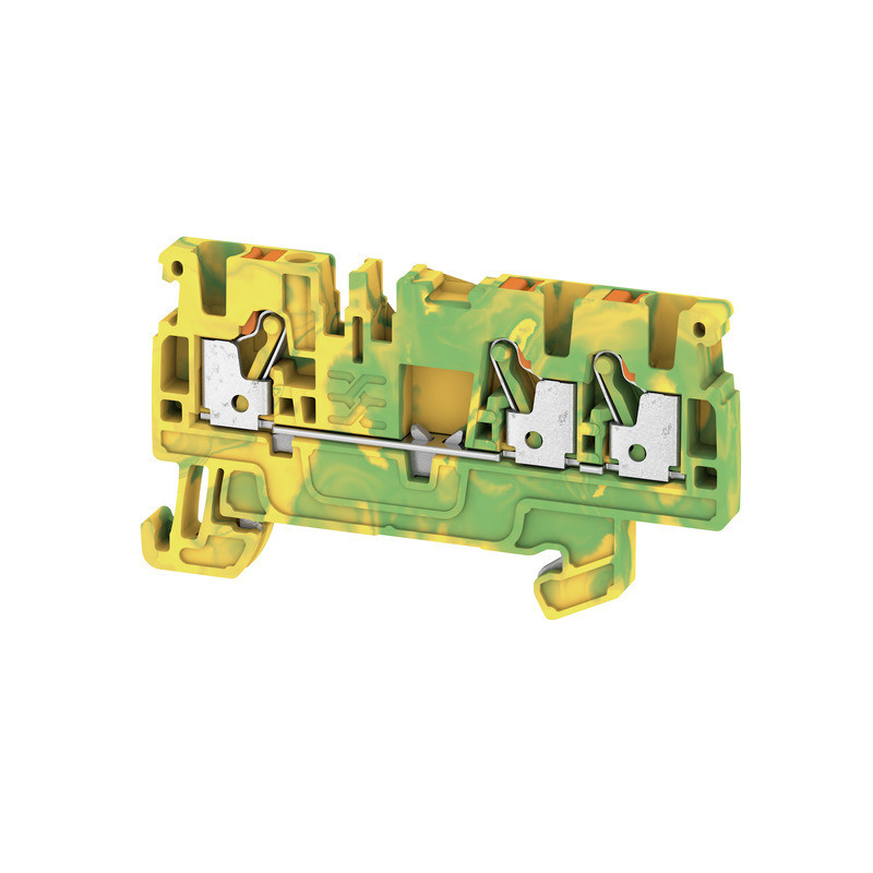 Weidmuller, Feed-through terminal block, Push In, 2.5mm, 3 Conductor, Green/Yellow