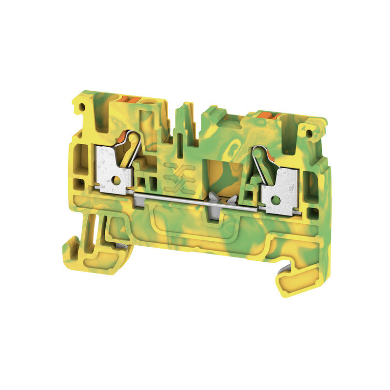 Weidmuller, Feed-through terminal block, Push In, 2.5mm, 2 Conductor, Green/Yellow