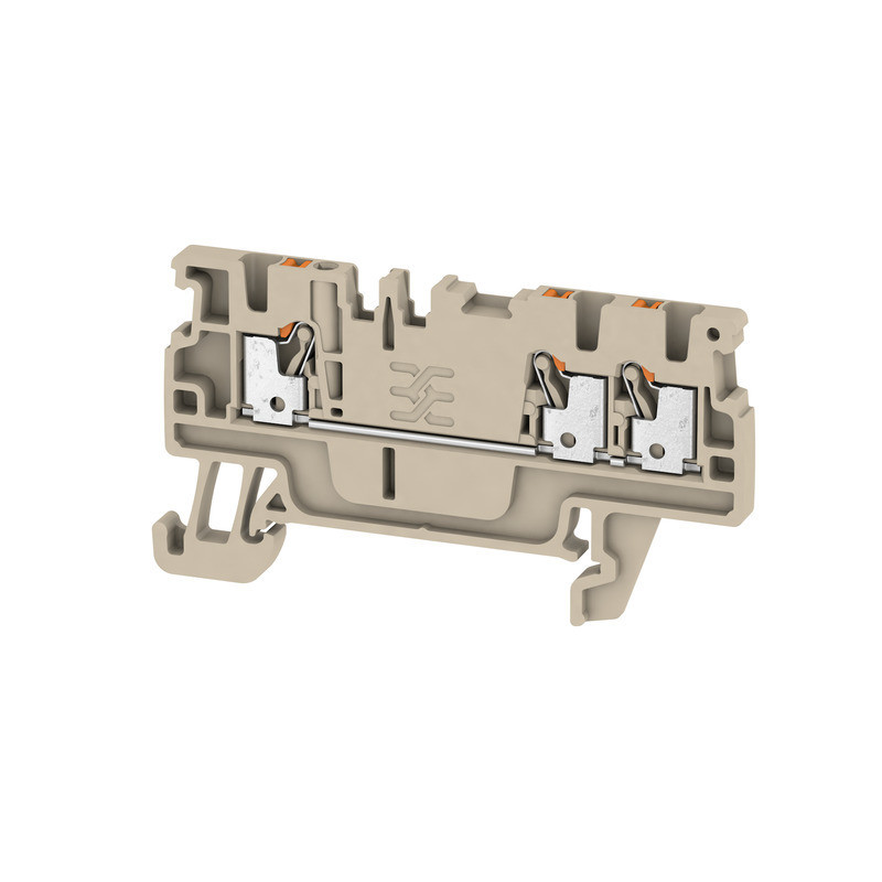 Weidmuller, Feed-through terminal block, Push In, 1.5mm, 3 Conductor, Dark Beige