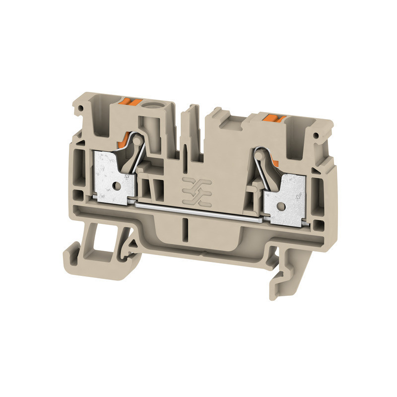 Weidmuller, Feed-through terminal block, Push In, 4.0mm, 2 Conductor, Dark Beige