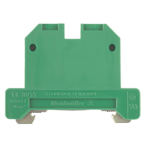 Weidmuller, 0661360000, EK10/35, 10mm² Green/Yellow, Earth Terminal, Feed-through, Screw Connection,