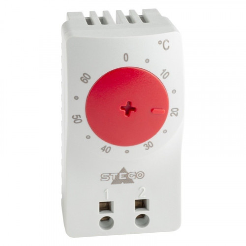 Stego, 11100.0-00, KTO111, Heating Thermostat (Red), Setting Range 0 to +60°C, 1xN/C, Push in Connections, DIN Rail Mountable, IP20