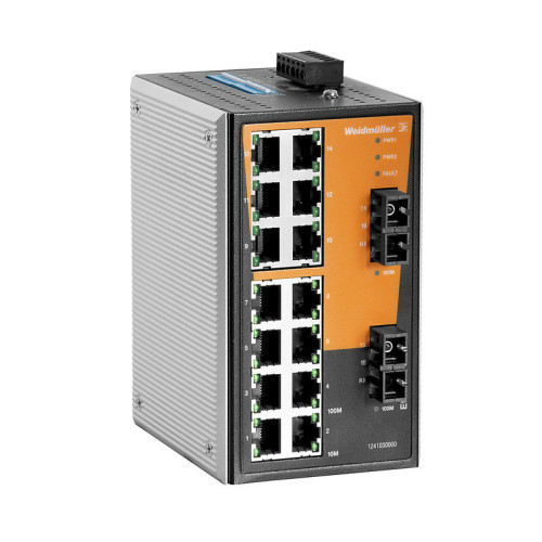 Weidmuller, 1241030000, IE-SW-VL16-14TX-2SC, Network switch, unmanaged, Fast Ethernet, Number of ports: 14x RJ45, 2x SC Multi-mode, IP30, 0 &Atilde;&Acirc;&deg;C...60 &Atilde;&Acirc;&deg;C,