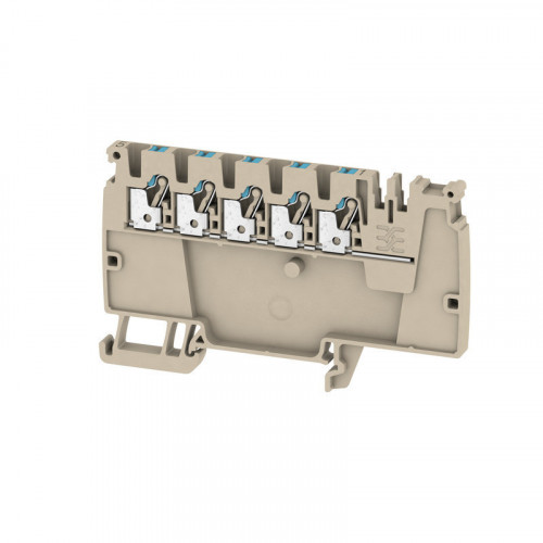 Weidmuller, 1988100000, AAP122.5LIBL, Modular Distribution Terminals, PUSH IN, 2.5mm, 5 Conductors, Connection Points Blue, Terminal Colour Dark Beige,