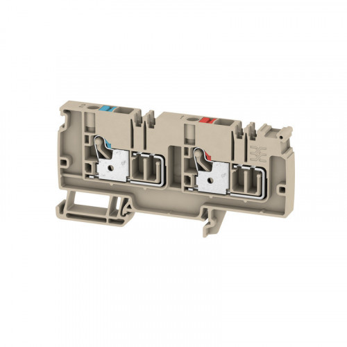 Weidmuller, 1988260000, AAP136LO-LO, Modular Supply Terminal, PUSH IN, 6mm, 2 Conductor, Connection Points 1xRed 1xBlue, Terminal Colour Dark Beige,