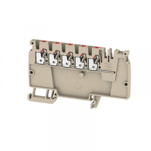 Weidmuller, 1988290000, AAP122.5LIRD, Modular Distribution Terminals, PUSH IN, 2.5mm, 5 Conductors, Connection Points Red, Terminal Colour Dark Beige,