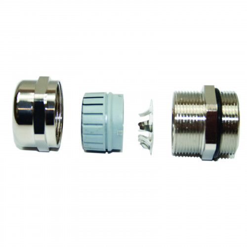 M12 Nickel Plated Brass, EMC Gland (Exe IIC Gb), IP68, Cable Entry Ã˜ 4.0 - 8.0mm