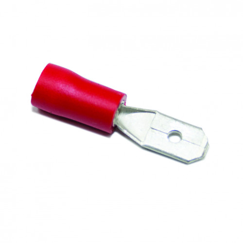 TLA, PVC Insulated Crimp, Red Male Tab, Cable Entry 0.25 - 1.5mmÂ², Tab Size 6.3 x 0.8mm, Pack Of 100,