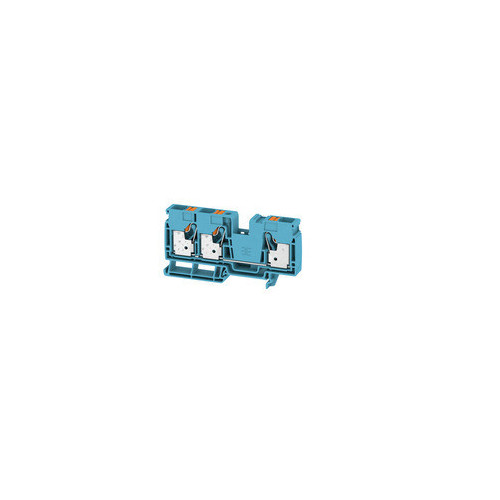 Weidmuller, 2494080000, A3C16BL, Feed-through Terminal Block, PUSHIN, 16mm, 3 Conductor, Blue,
