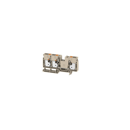 Weidmuller, 2494090000, A3C16, Feed-through Terminal Block, PUSHIN, 16mm, 3 Conductor, Dark Beige,