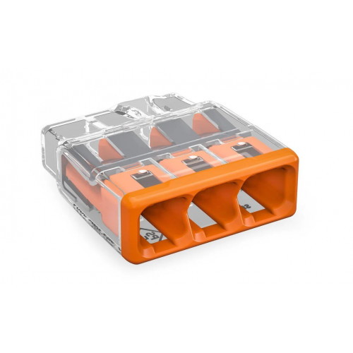 Wago, 2773-403, COMPACT Splicing Connector, 3 Conductor, Push-in Connection, Maximum Cable Ø 4mm²