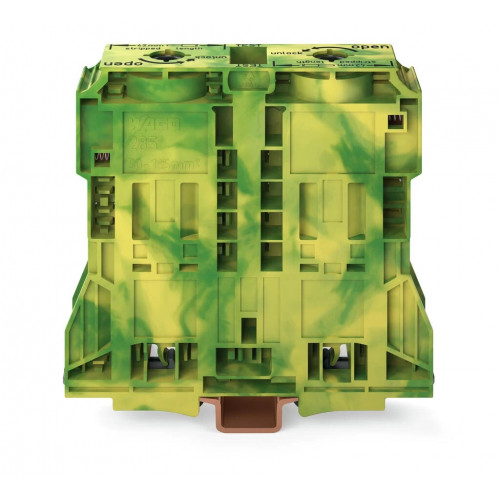 Wago, 285-1187, Power Cage Clamp, 2 Conductor Earth Terminal Block 185mm, Green/Yellow
