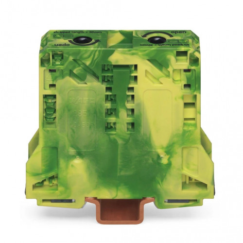Wago, 285-157, Power Cage Clamp, 2 Conductor Earth Terminal Block 50mm, Green/Yellow