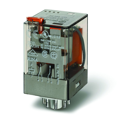 Finder, 60.12.4.031.0040, 60 Series, Octal Relay, Lockable Test + Mechanical Indicator, 10A @ 240V AC, 2 Pole, 8 Pin, Current Sensing,