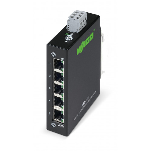 Wago, 852-111, Industrial-Eco-Switch, 5 Port, 100Base-TX, Ethernet Switch, 18-30V DC,