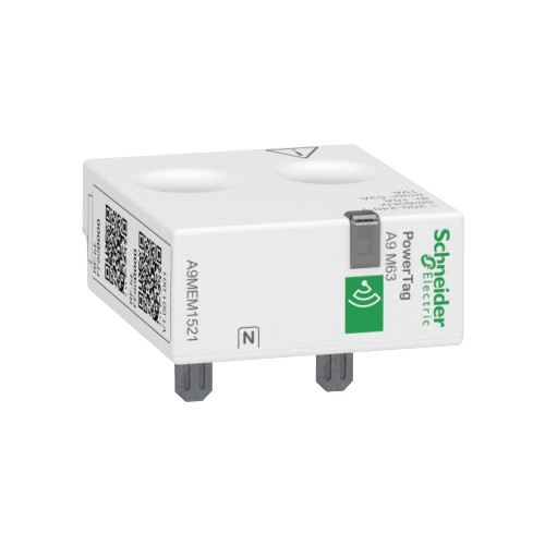 Schneider Electric, A9MEM1521, Acti9, Energy Sensor, PowerTag, Monoconnect, 63 Amp, 1 Pole + N, Top Position