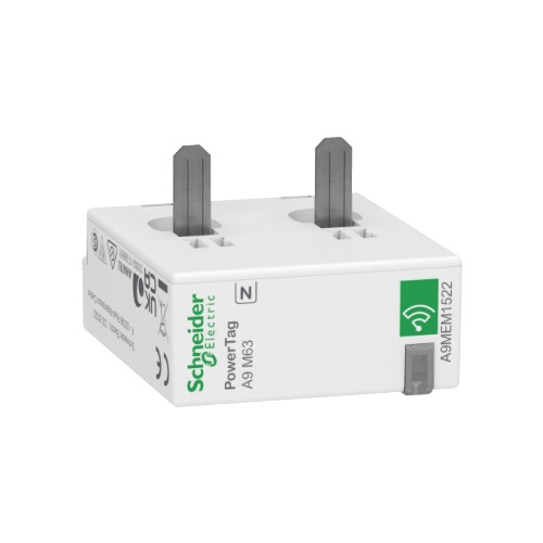 Schneider Electric, A9MEM1522, Acti9, Energy Sensor, PowerTag, Monoconnect, 63 Amp, 1 Pole + N, Bottom Position