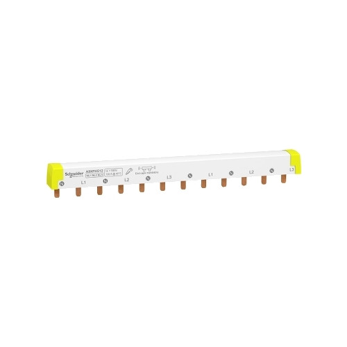 Schneider Electric, A9XPH512, Acti9, Comb Busbar, 3 Pole + N Balanced, No Auxiliary Spacing, 18mm Pitch, 12 Modules, 100 Amp,