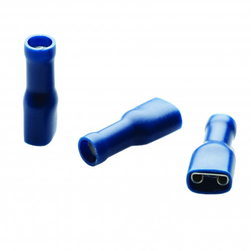 TLA, PVC Fully Insulated Crimp, Blue Female Push-on, Cable Entry 1.5 - 2.5mmÂ², Tab Size 4.8 x 0.5mm, Pack Of 100,