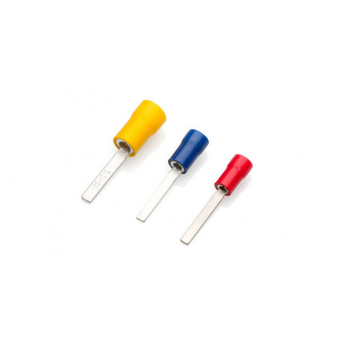 TLA, PVC Insulated Crimp, Blue Bladed, Cable Entry 1.5 - 2.5mmÂ², Blade Length 9mm, Pack Of 100,