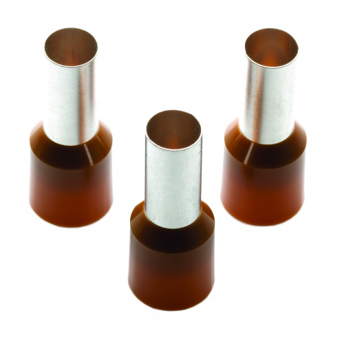 TLA, Single Bootlace Ferrule, Cable Entry 25mmÂ², Barrel Length 16mm, Brown, Pack of 100,