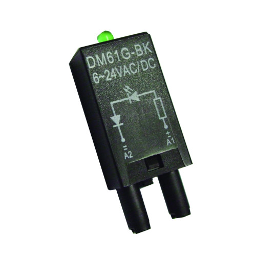 Durakool, DM63G-BK, Diode Module, Green LED, 110-230V AC/DC, Black Body