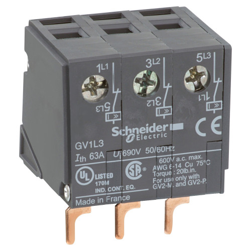 Schneider Electric, GV1L3, Top Entry 63 Amp Current Limiting Terminal Block Unit For GV Busbar Systems