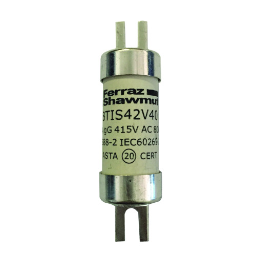 Mersen, BTIS42V100, BS88 Offset Tag Fuse, A3, 100 Amp, 415V AC / 240V DC, Fixing Centres 73mm