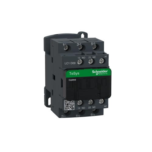 Schneider Electric, LC1D09P7, Contactor 3 Pole AC1 25A, AC3 9A, 4kW, 3 x N/O Main Poles 1 x N/C + 1 x N/O Aux 230V AC Coil