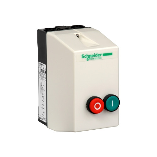 Schneider Electric, LE1D25Q7, Enclosed DOL Starter, Push Button Start/Stop, 25 Amp, 11kW, 380V AC 50/60Hz Coil, LRD Overload Required