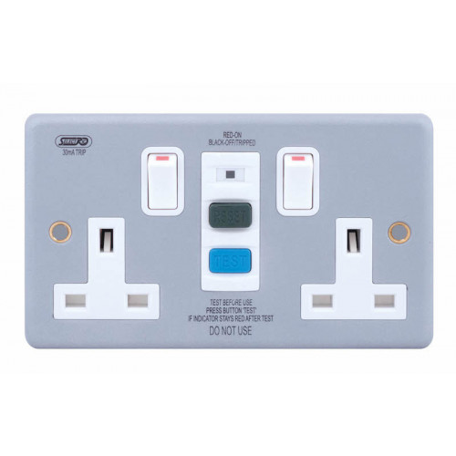 Metal Clad 2 Gang Switched Rcd Socket 30Ma Passive