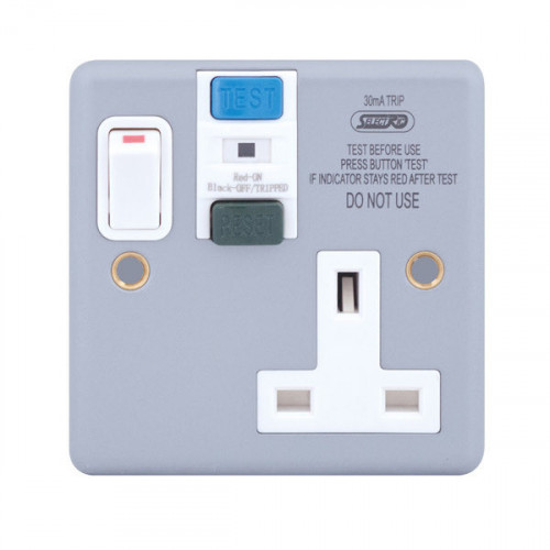 Metal Clad 1 Gang Switched Rcd Socket 30Ma Passive