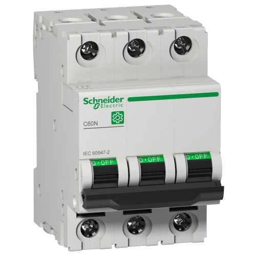 Schneider Electric, M9F11325, Multi9 MCB, C60N, 3 Pole 25A, Trip Curve Type C, 10kA, Compatible With Obsolete MCB C60HC325