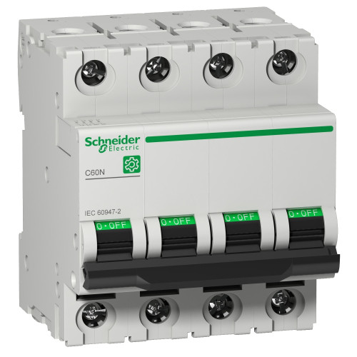 Schneider Electric, M9F11432, Multi9 MCB, C60N, 4 Pole 32A, Trip Curve Type C, 10kA, Compatible With Obsolete MCB C60HC432