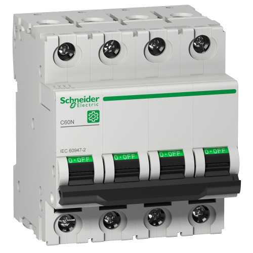 Schneider Electric, M9F11416, Multi9 MCB, C60N, 4 Pole 16A, Trip Curve Type C, 10kA, Compatible With Obsolete MCB C60HC416