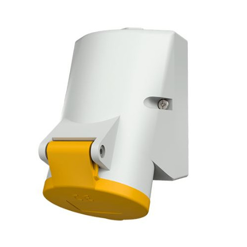 MENNEKES, 100, Wall Mounted Socket, 2P+E, Yellow, 16 Amp, 110V AC, 4H, Screw Terminals, IP44