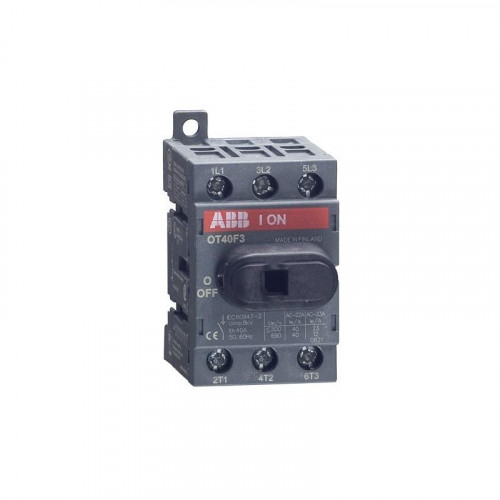 ABB, OT40F3, 1SCA104902R1001, OT Switch Disconnector, Front Operated, Din Rail Mounting, 3 Pole, 40 Amp AC22