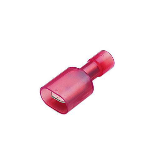 Cembre, RF-M608P, Halogen Free Fully Insulated Crimp, Male Disconnect, Cable Entry 0.25 - 1.5mmÂ², (RED) Tab Size 6.35 x 0.8mm, Pack of 100,