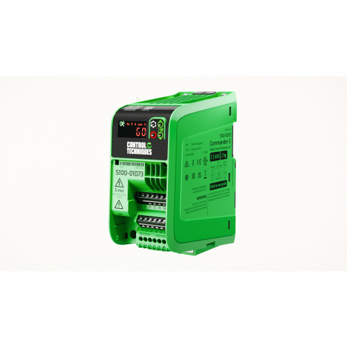 Control Techniques, S100-03423-0A0000, Commander S100, HD Rating, 3 Phase 380/480V AC Input, 4kW, 5HP, Continuous Current 8.8 Amps, C3 EMC Filter.