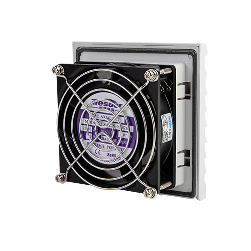 Tesoer, TX9972.115-IN, Filter Fan, 2 Pin Connection, Air Flow (Intake), 115V AC 50Hz, Air Flow Free/Filtered 25/18 m3/h, Cut Out 93 x 93mm, IP54