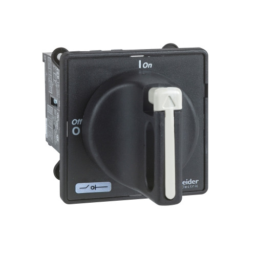 Schneider Electric, VBDN20, Mini Vario Switch-disconnector, Door Mounting, 3 Pole, 20 Amp, C/W 60x60mm Black Handle KAD1PZ, 22.5mm Ã˜ Mounting, IP65