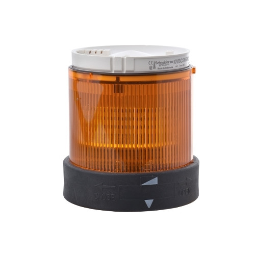 Schneider Electric, XVBC5B5, Illuminated LED Unit For 70mm Ø Modular Tower Lights, Orange, Flashing, 24V AC/DC