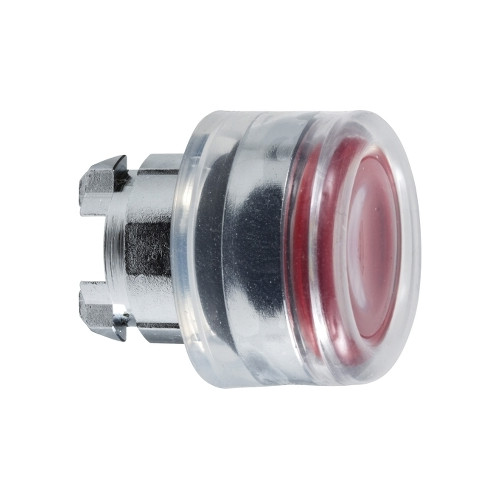 Schneider Electric, ZB4BW543, Harmony XB4, Red, Illuminated, Flush Pushbutton, Clear Booted, Chrome Bezel, For Use With Universal LED`s