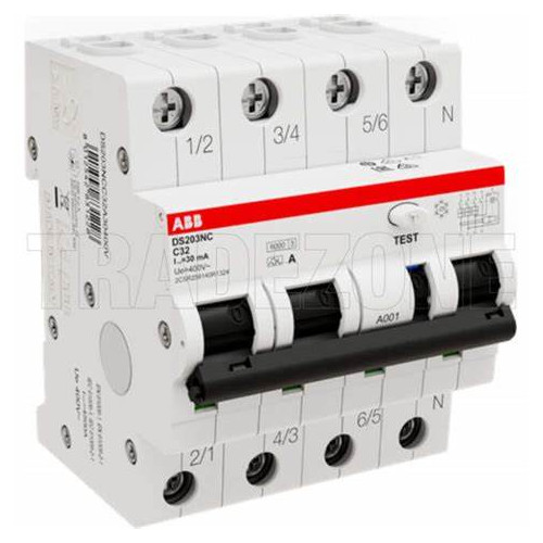 ABB, DS203NCC32A30, 32A TPN A Type RCBO 30Ma